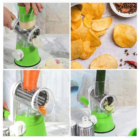 Kitchen Vegetable Cheese Grater Chopper With 3 Sharp Stainless Steel Drums