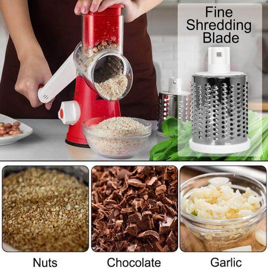 Kitchen Vegetable Cheese Grater Chopper With 3 Sharp Stainless Steel Drums