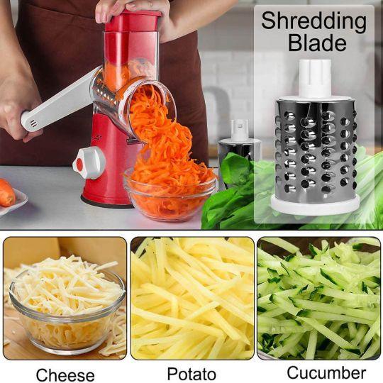 Kitchen Vegetable Cheese Grater Chopper With 3 Sharp Stainless Steel Drums