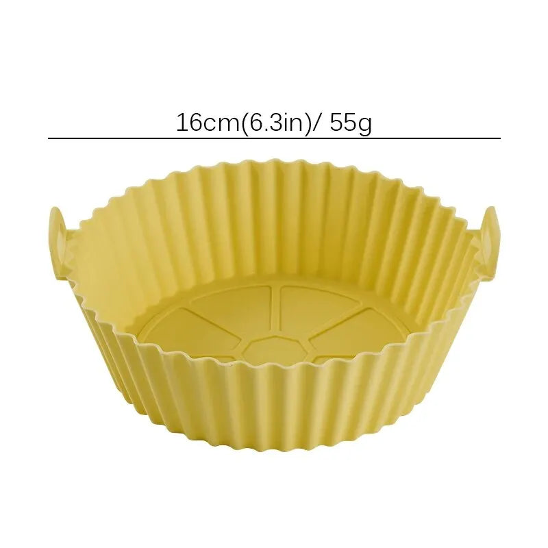 Silicone Air Fryers Oven Baking Tray Pizza Fried Chicken Airfryer Silicone Basket Reusable Airfryer Pan Liner Accessories