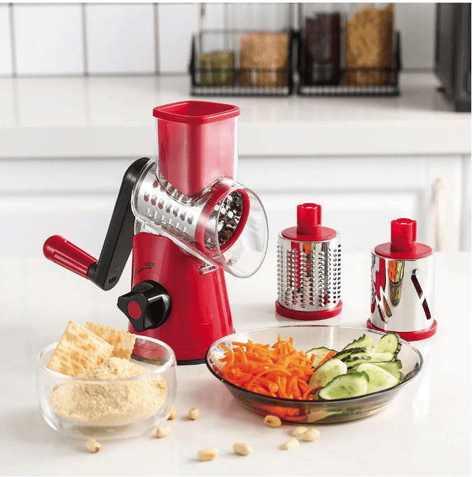 Kitchen Vegetable Cheese Grater Chopper With 3 Sharp Stainless Steel Drums