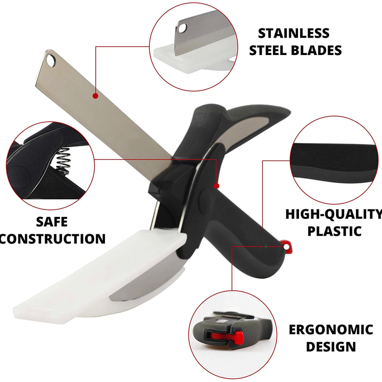 Kitchen 2-in-1 stainless steel clever cutting knife